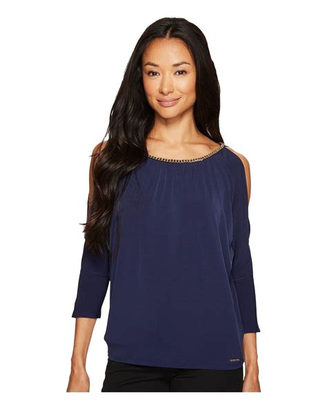 michael michael kors chain neck cold shoulder top 